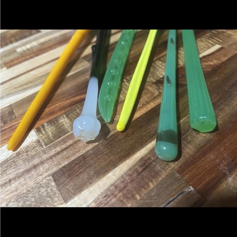 6 Vintage Crate & Barrel Bloody Mary Vegetables glass swizzle sticks Stirs Bar